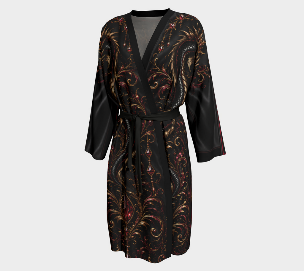 Peignoir Royal Dragon Noir — Édition Rubis