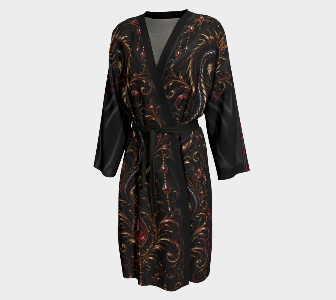 Peignoir Royal Dragon Noir — Édition Rubis