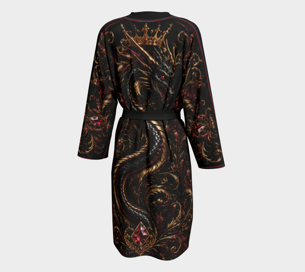 Peignoir Royal Dragon Noir — Édition Rubis